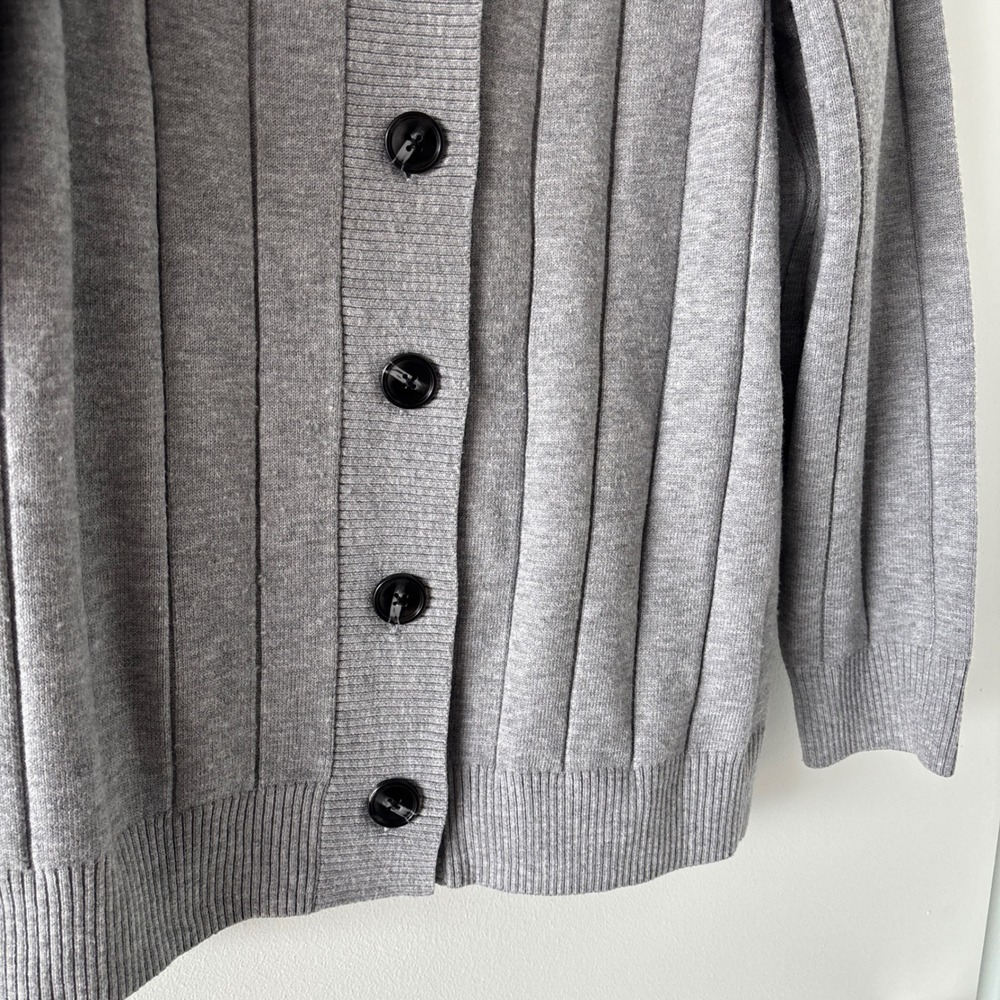 Lake Grey Ribbed Button Up Cardigan Sweater - Picture 6 of 10